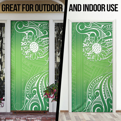 Polynesia Depression Support Door Cover Sunflower Green Ribbons Polynesian Tattoo