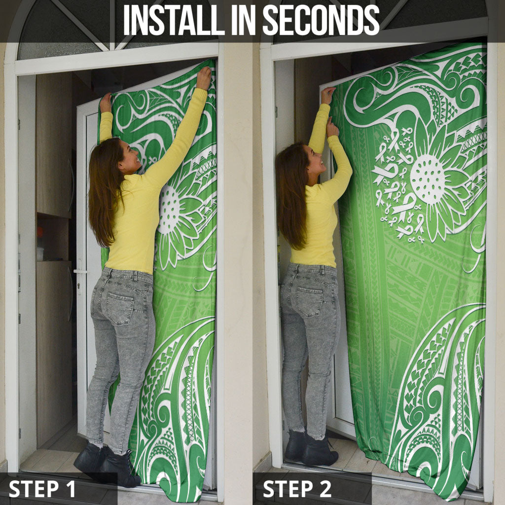 Polynesia Depression Support Door Cover Sunflower Green Ribbons Polynesian Tattoo