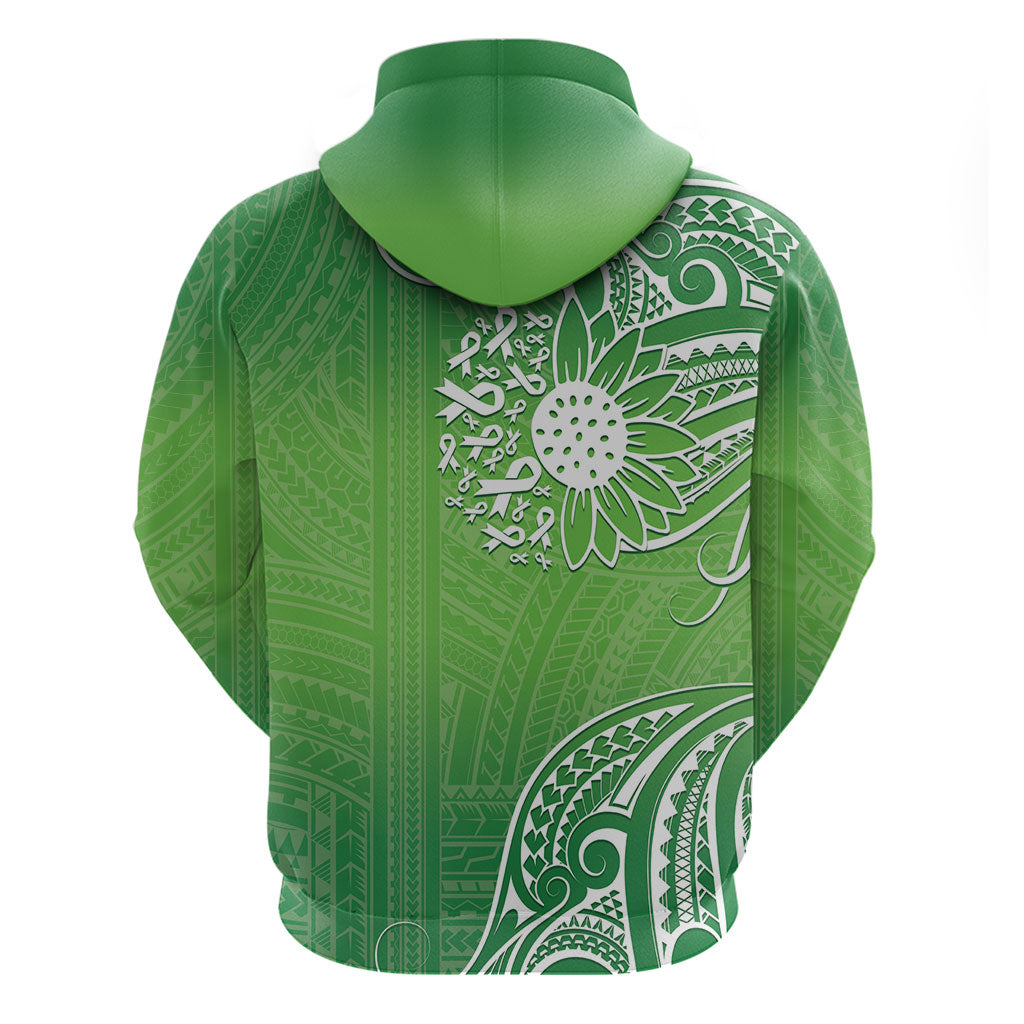Polynesia Depression Support Hoodie Sunflower Green Ribbons Polynesian Tattoo