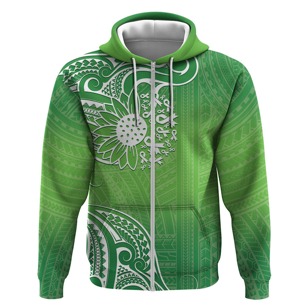 Polynesia Depression Support Hoodie Sunflower Green Ribbons Polynesian Tattoo