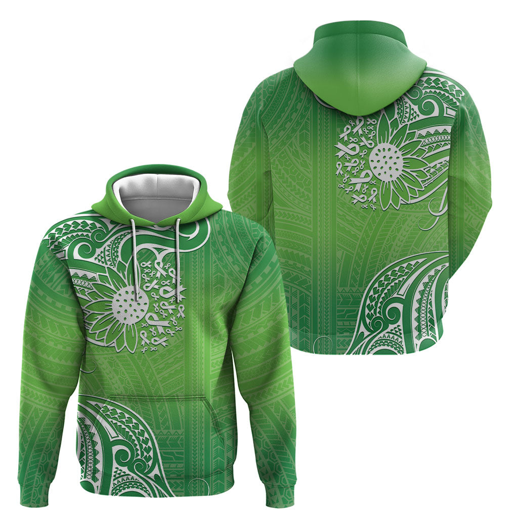Polynesia Depression Support Hoodie Sunflower Green Ribbons Polynesian Tattoo