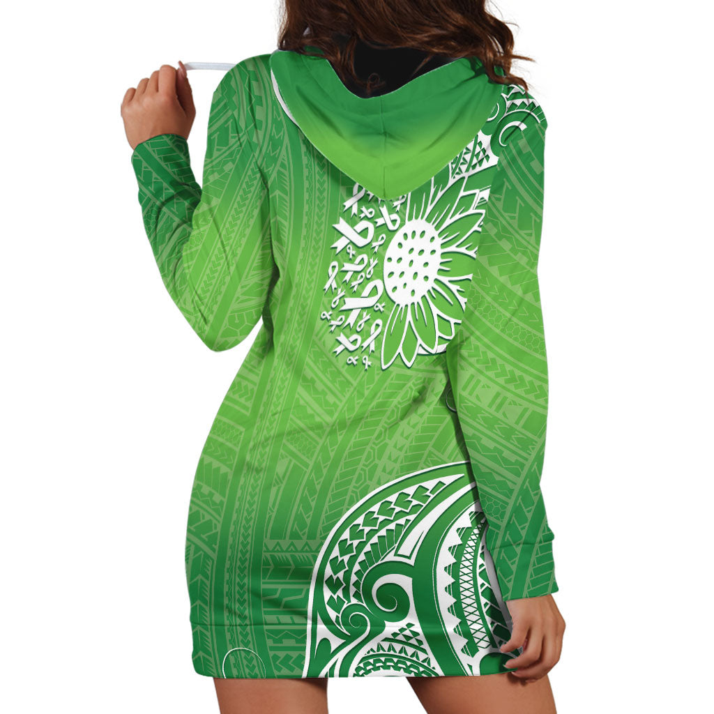 Polynesia Depression Support Hoodie Dress Sunflower Green Ribbons Polynesian Tattoo