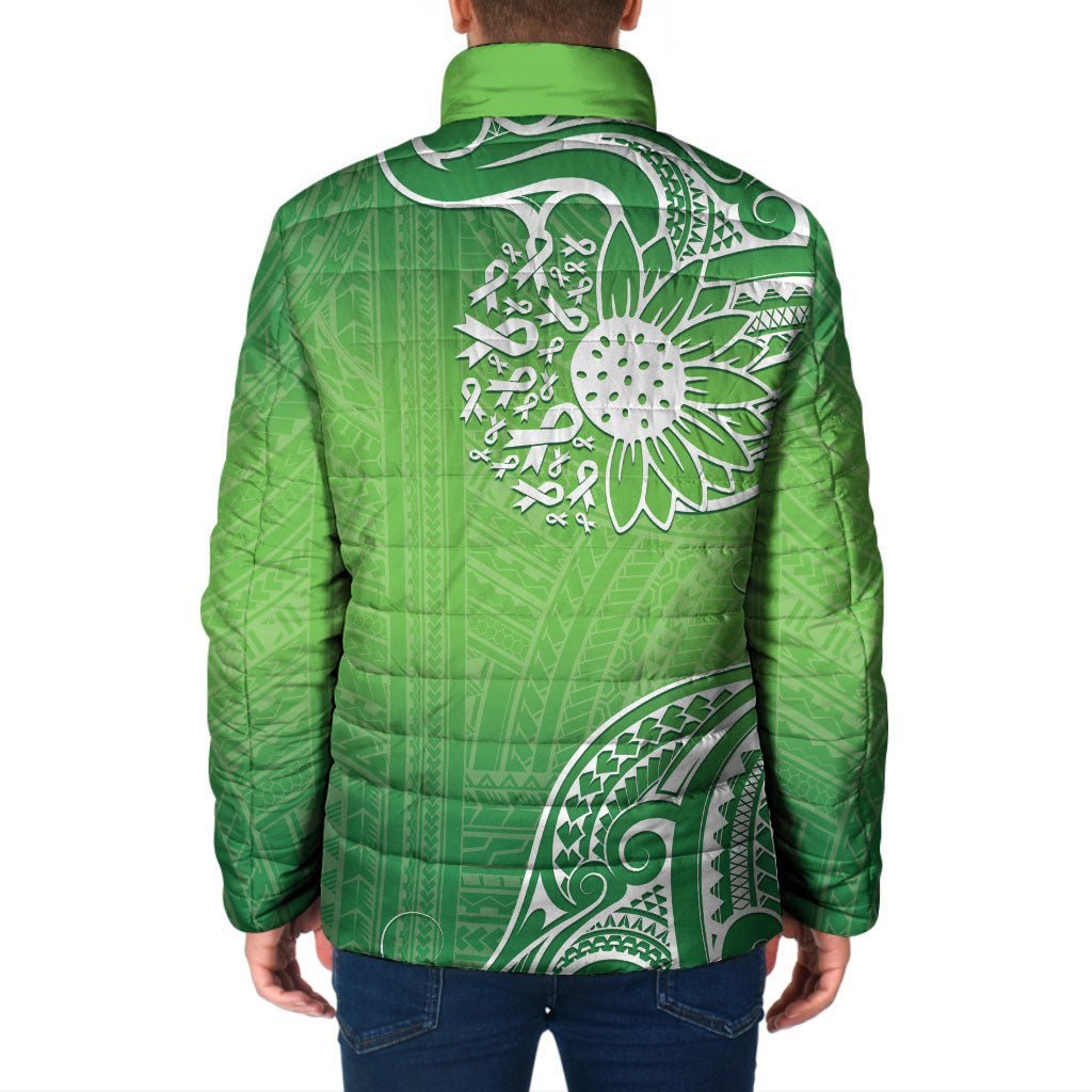 Polynesia Depression Support Padded Jacket Sunflower Green Ribbons Polynesian Tattoo