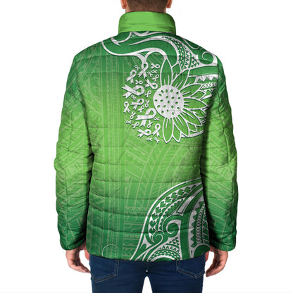 Polynesia Depression Support Padded Jacket Sunflower Green Ribbons Polynesian Tattoo
