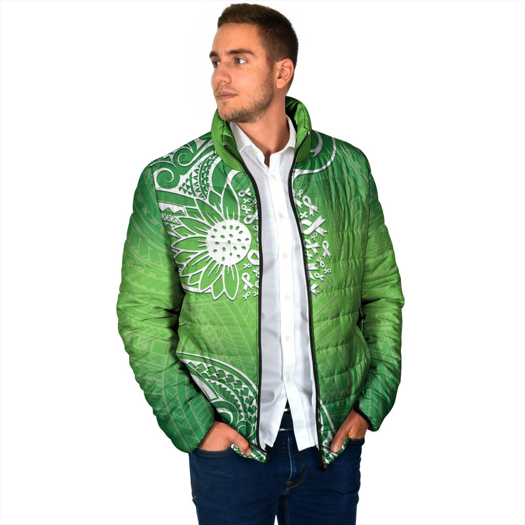 Polynesia Depression Support Padded Jacket Sunflower Green Ribbons Polynesian Tattoo
