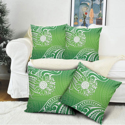Polynesia Depression Support Pillow Cover Sunflower Green Ribbons Polynesian Tattoo