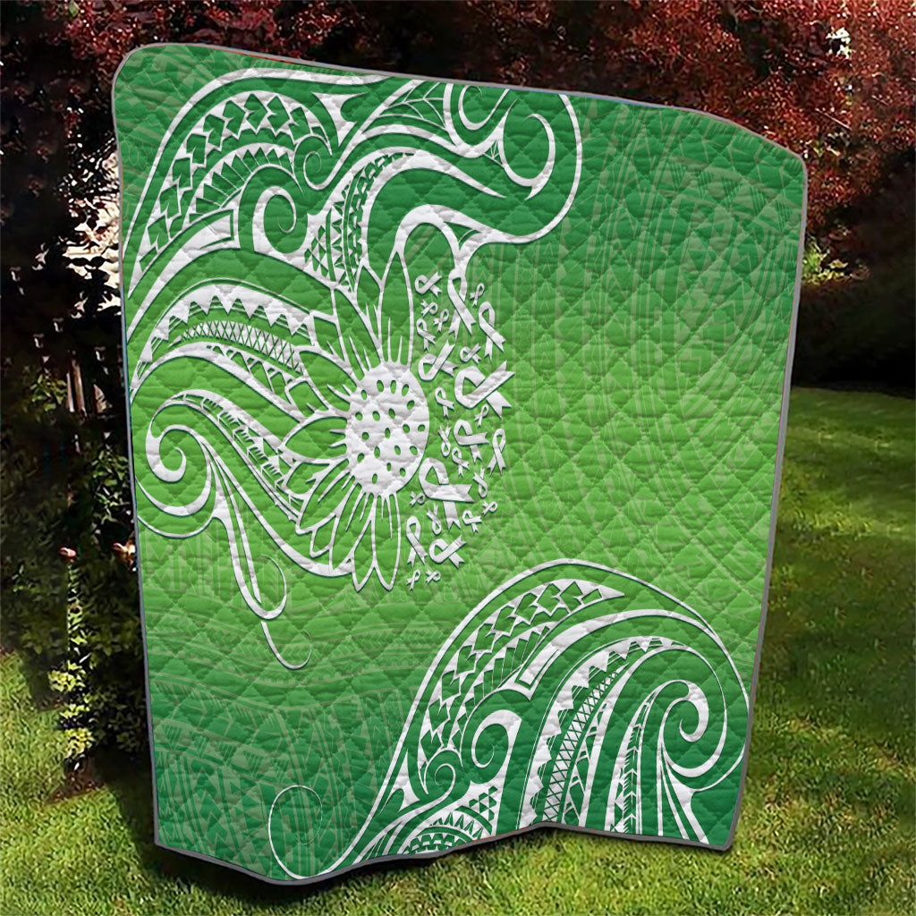Polynesia Depression Support Quilt Sunflower Green Ribbons Polynesian Tattoo