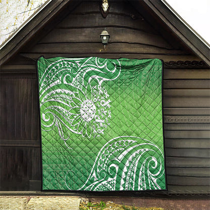 Polynesia Depression Support Quilt Sunflower Green Ribbons Polynesian Tattoo