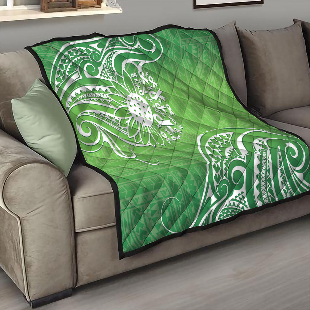 Polynesia Depression Support Quilt Sunflower Green Ribbons Polynesian Tattoo