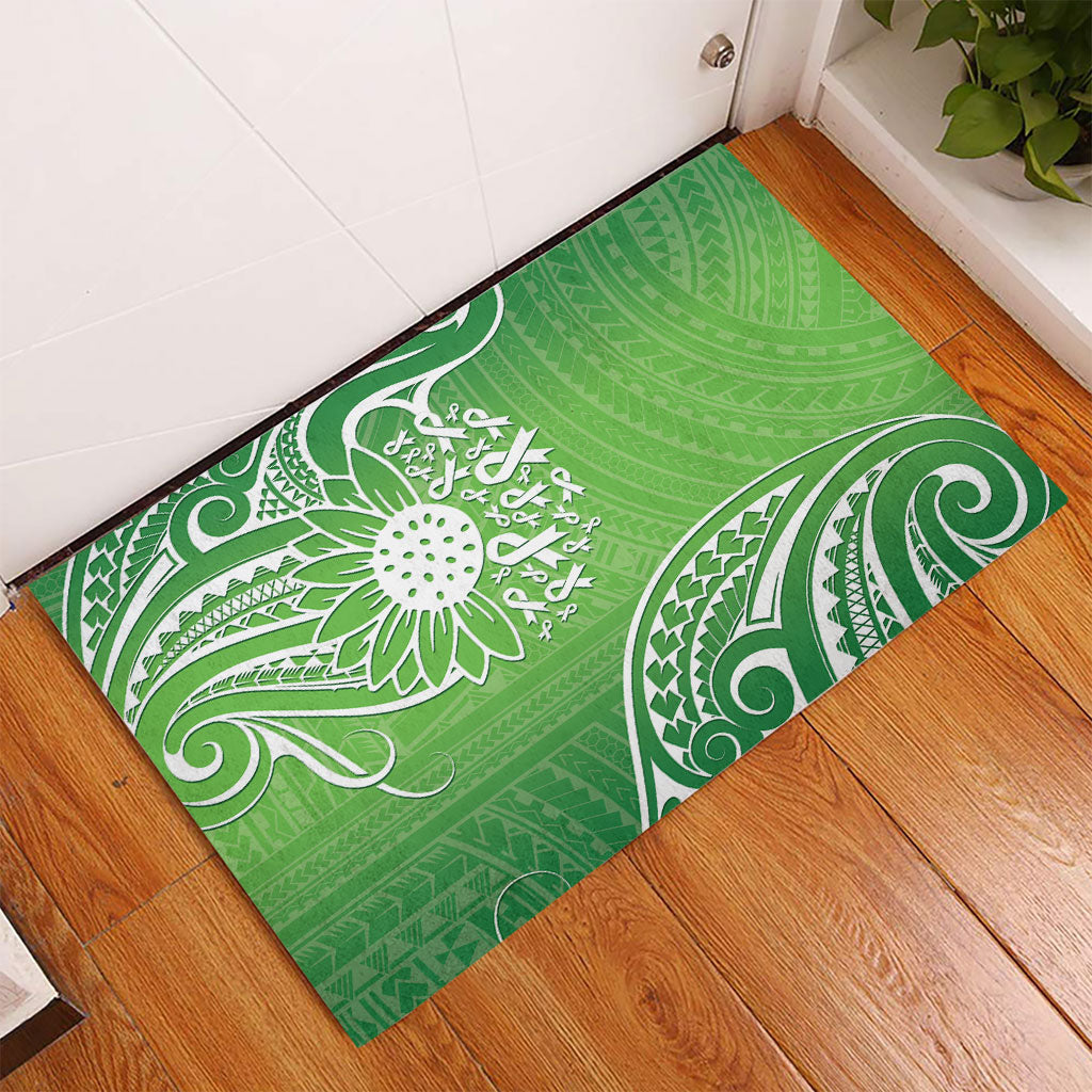 Polynesia Depression Support Rubber Doormat Sunflower Green Ribbons Polynesian Tattoo