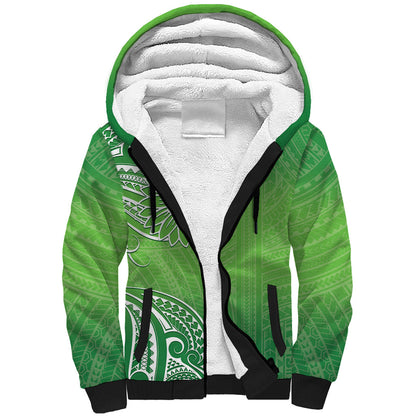 Polynesia Depression Support Sherpa Hoodie Sunflower Green Ribbons Polynesian Tattoo
