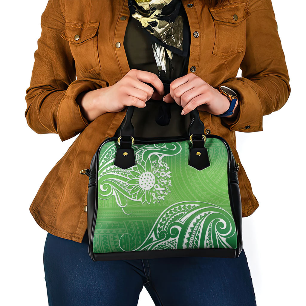 Polynesia Depression Support Shoulder Handbag Sunflower Green Ribbons Polynesian Tattoo