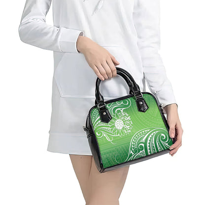 Polynesia Depression Support Shoulder Handbag Sunflower Green Ribbons Polynesian Tattoo