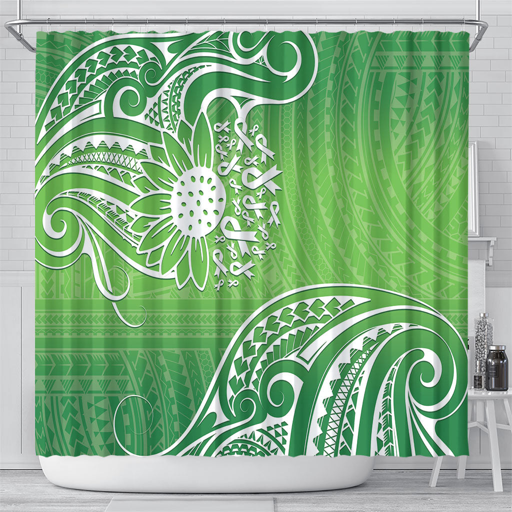 Polynesia Depression Support Shower Curtain Sunflower Green Ribbons Polynesian Tattoo