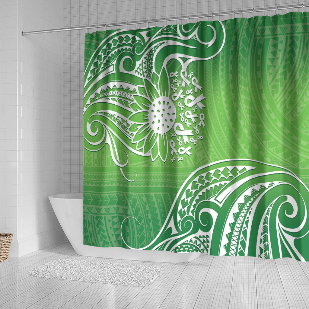 Polynesia Depression Support Shower Curtain Sunflower Green Ribbons Polynesian Tattoo