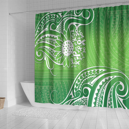 Polynesia Depression Support Shower Curtain Sunflower Green Ribbons Polynesian Tattoo