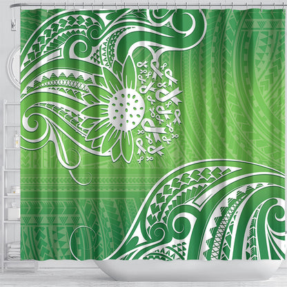 Polynesia Depression Support Shower Curtain Sunflower Green Ribbons Polynesian Tattoo
