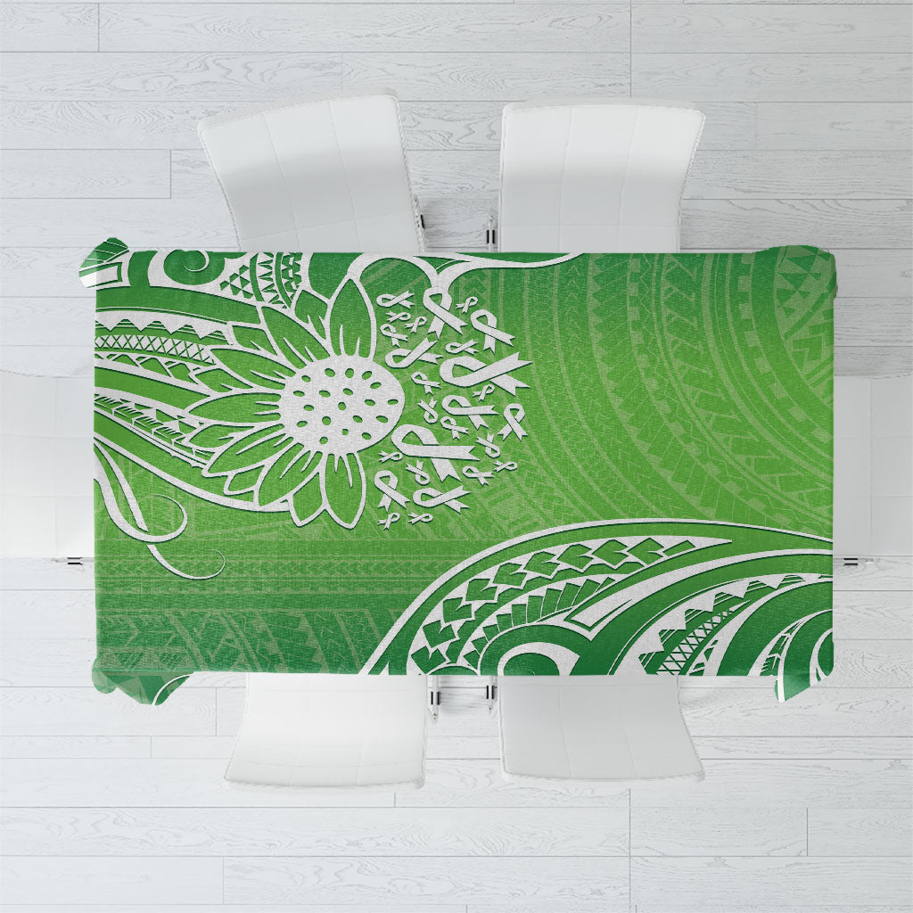 Polynesia Depression Support Tablecloth Sunflower Green Ribbons Polynesian Tattoo