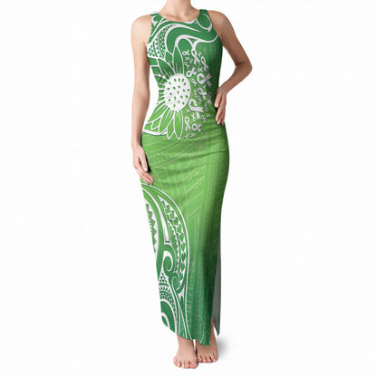 Polynesia Depression Support Tank Maxi Dress Sunflower Green Ribbons Polynesian Tattoo