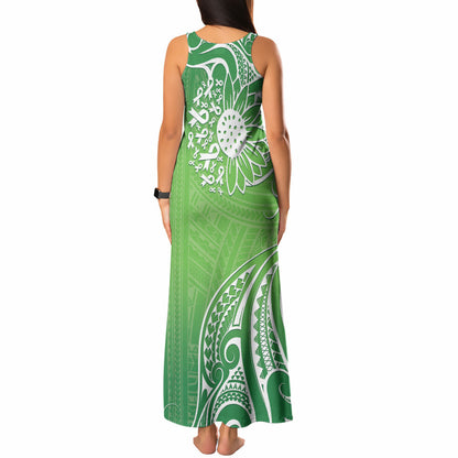 Polynesia Depression Support Tank Maxi Dress Sunflower Green Ribbons Polynesian Tattoo