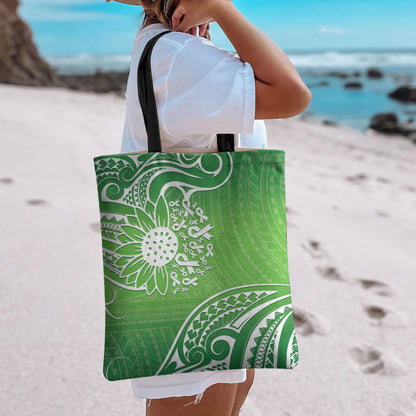 Polynesia Depression Support Tote Bag Sunflower Green Ribbons Polynesian Tattoo
