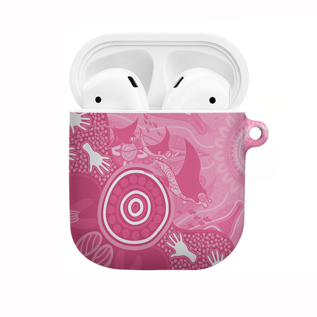 Australia Breast Cancer Support AirPods Case Pink Ribbon Manta Ray Aboriginal Art