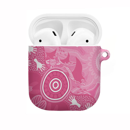 Australia Breast Cancer Support AirPods Case Pink Ribbon Manta Ray Aboriginal Art
