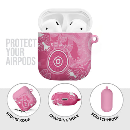 Australia Breast Cancer Support AirPods Case Pink Ribbon Manta Ray Aboriginal Art