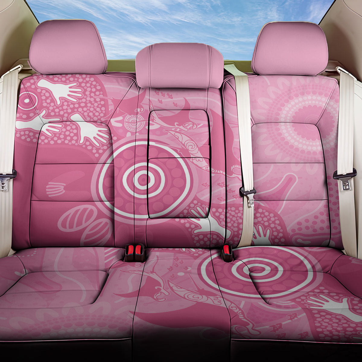 Australia Breast Cancer Support Back Car Seat Cover Pink Ribbon Manta Ray Aboriginal Art
