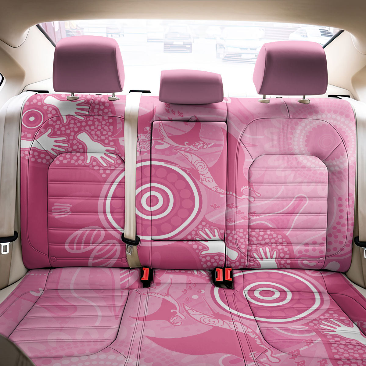 Australia Breast Cancer Support Back Car Seat Cover Pink Ribbon Manta Ray Aboriginal Art