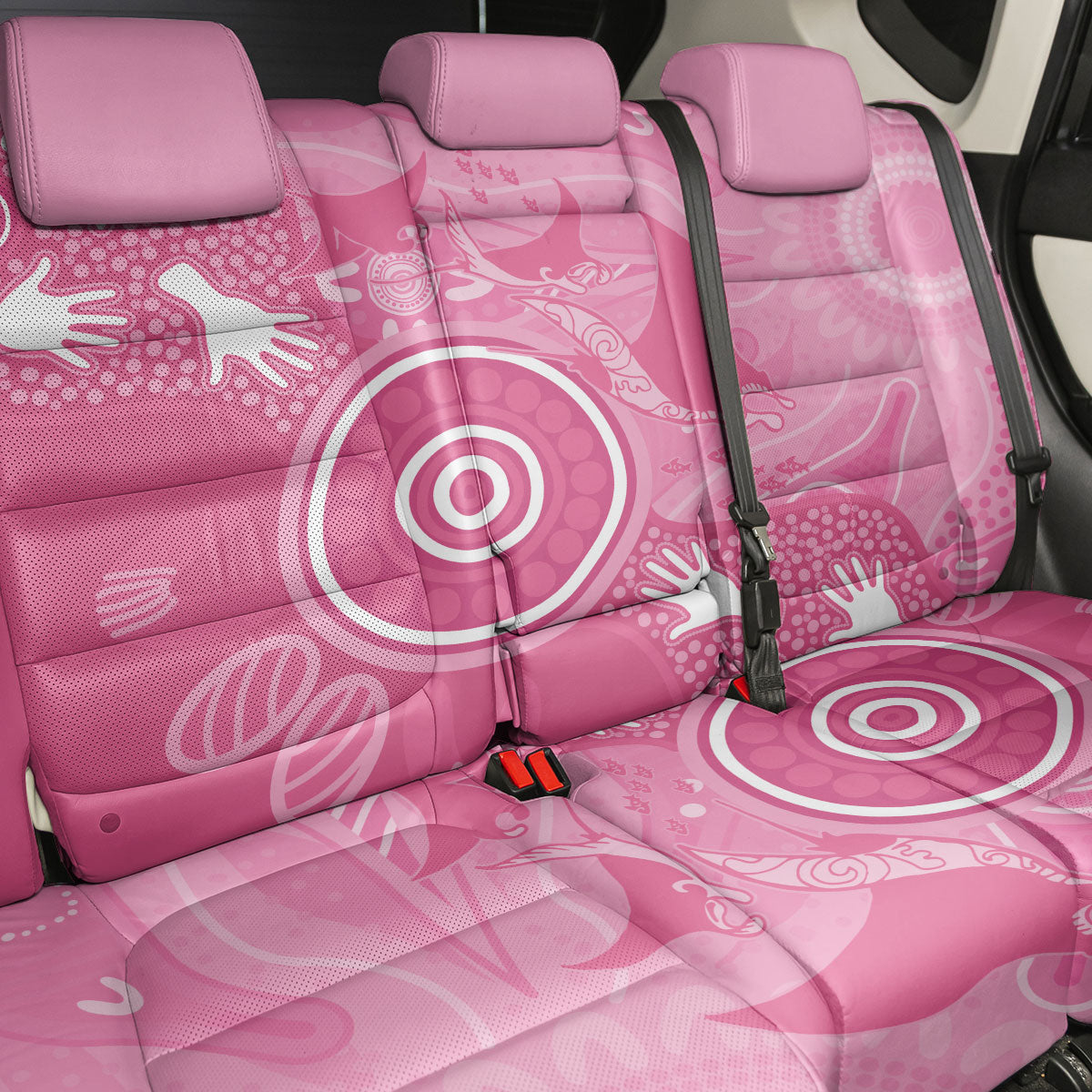 Australia Breast Cancer Support Back Car Seat Cover Pink Ribbon Manta Ray Aboriginal Art