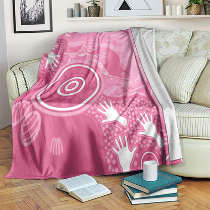 Australia Breast Cancer Support Blanket Pink Ribbon Manta Ray Aboriginal Art