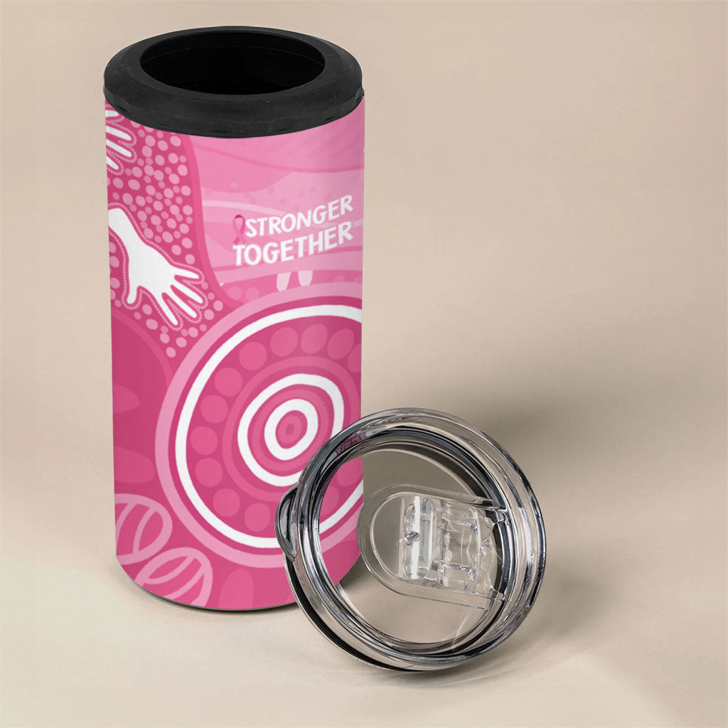 Australia Breast Cancer Support 4 in 1 Can Cooler Tumbler Pink Ribbon Manta Ray Aboriginal Art