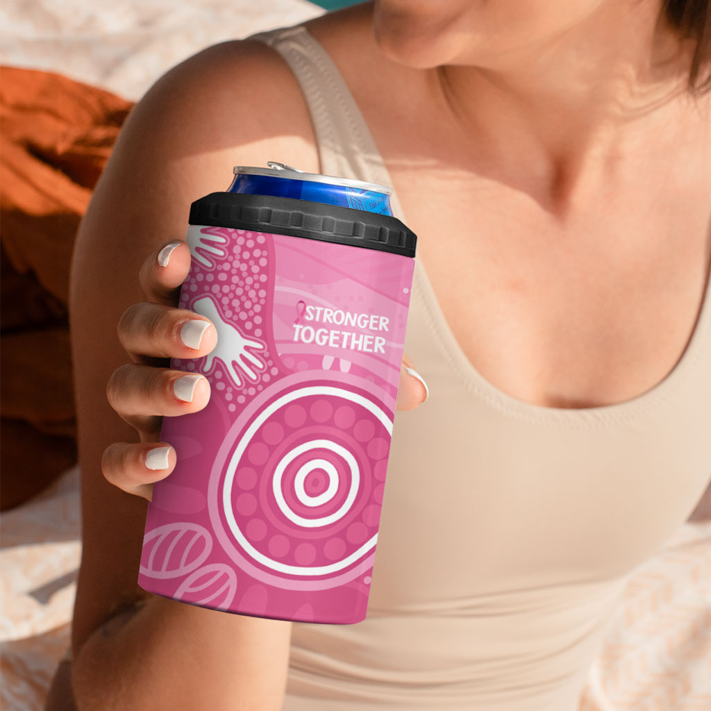 Australia Breast Cancer Support 4 in 1 Can Cooler Tumbler Pink Ribbon Manta Ray Aboriginal Art