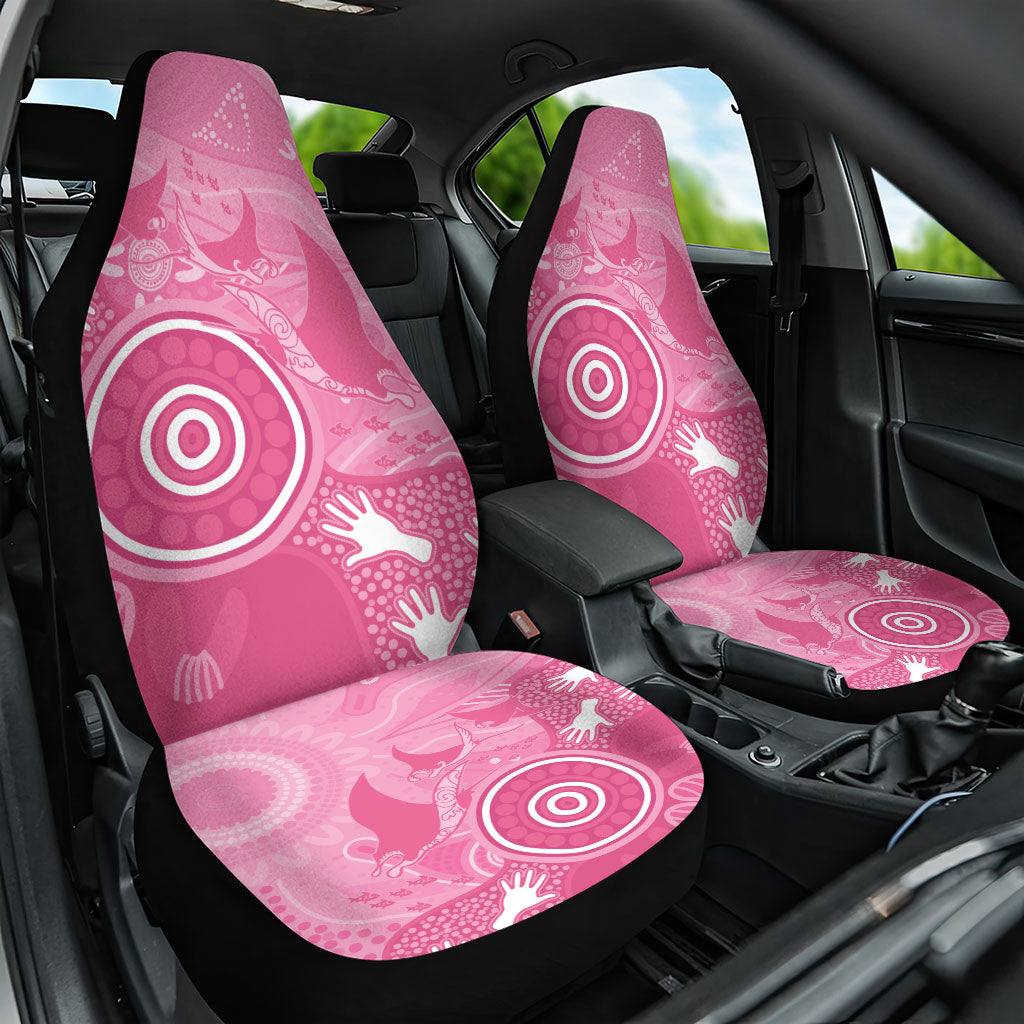 Australia Breast Cancer Support Car Seat Cover Pink Ribbon Manta Ray Aboriginal Art