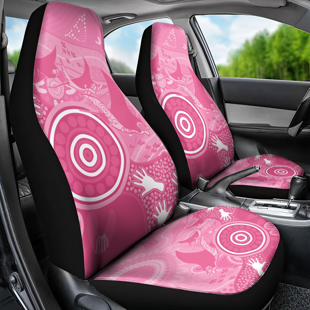 Australia Breast Cancer Support Car Seat Cover Pink Ribbon Manta Ray Aboriginal Art