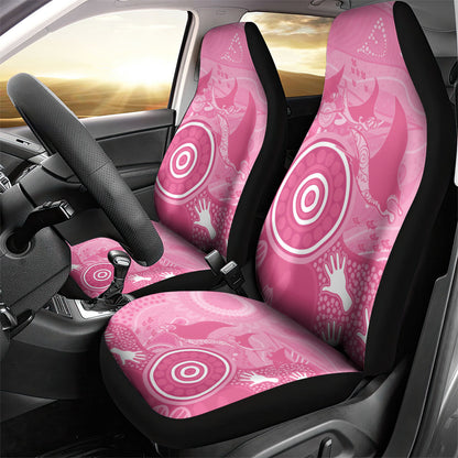 Australia Breast Cancer Support Car Seat Cover Pink Ribbon Manta Ray Aboriginal Art