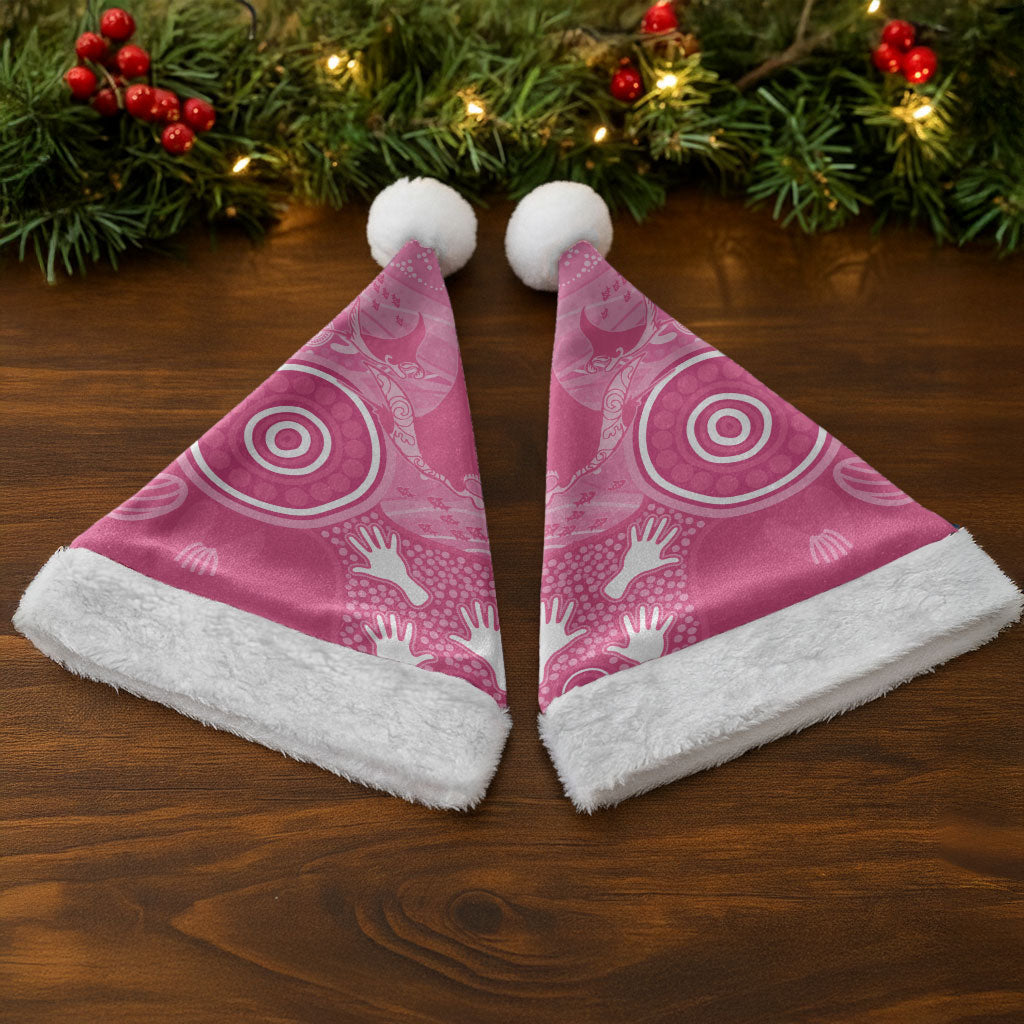Australia Breast Cancer Support Christmas Santa Hat Pink Ribbon Manta Ray Aboriginal Art