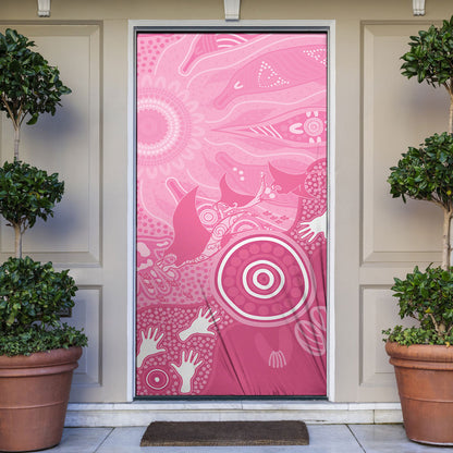 Australia Breast Cancer Support Door Cover Pink Ribbon Manta Ray Aboriginal Art