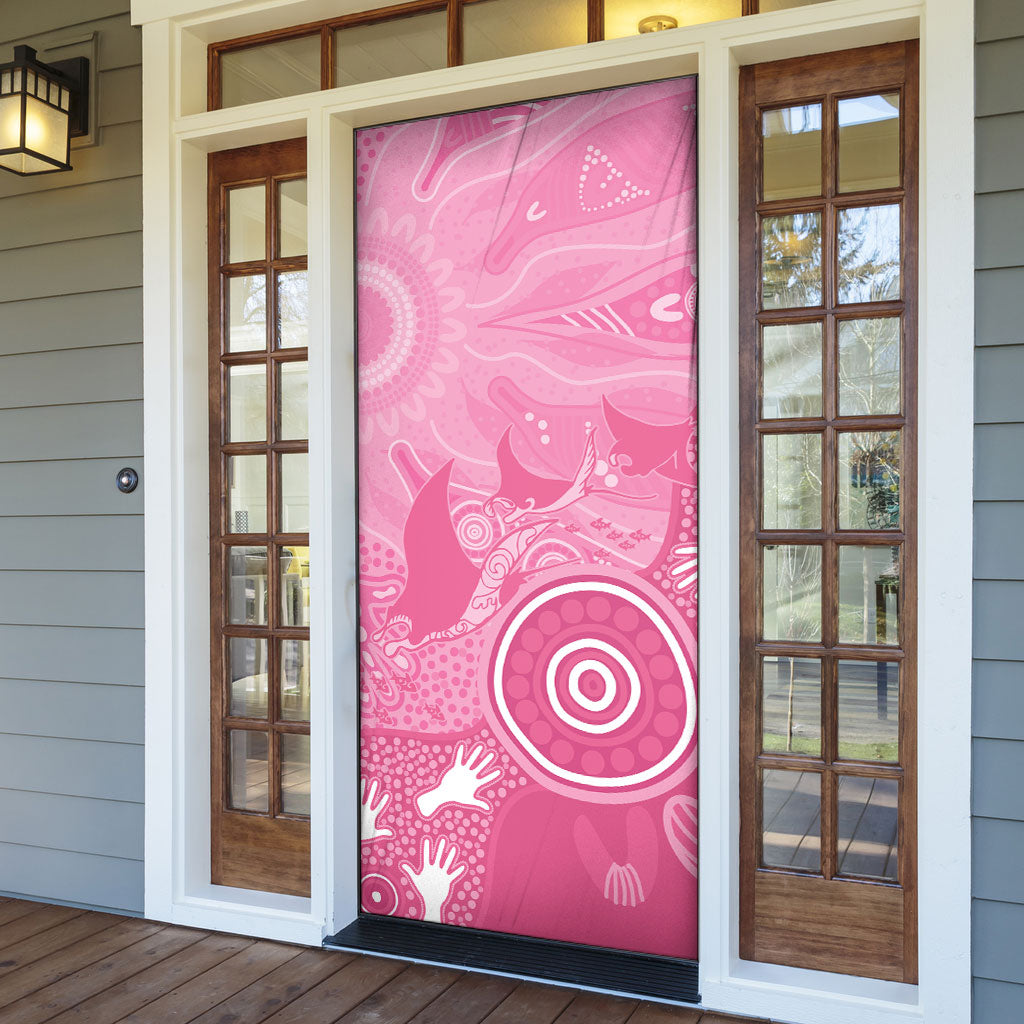Australia Breast Cancer Support Door Cover Pink Ribbon Manta Ray Aboriginal Art
