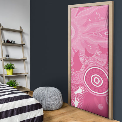 Australia Breast Cancer Support Door Cover Pink Ribbon Manta Ray Aboriginal Art
