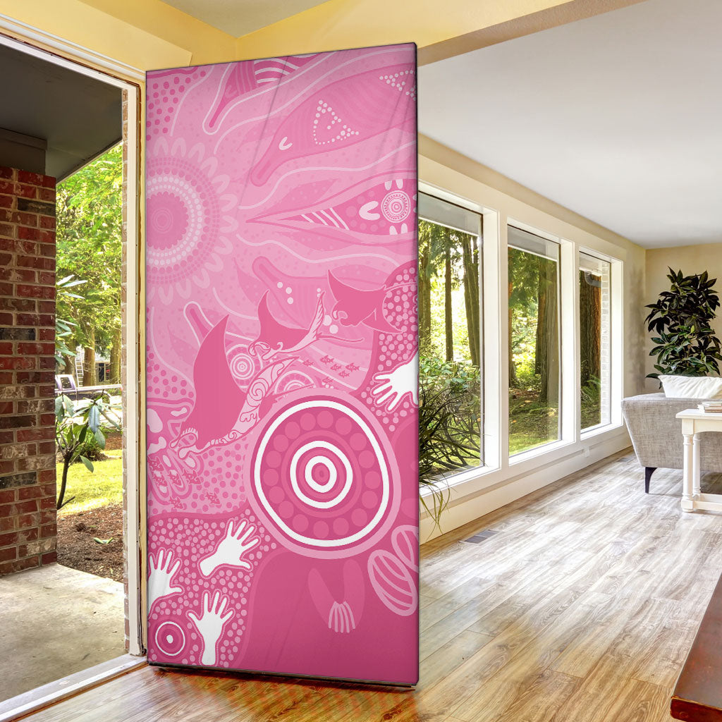 Australia Breast Cancer Support Door Cover Pink Ribbon Manta Ray Aboriginal Art