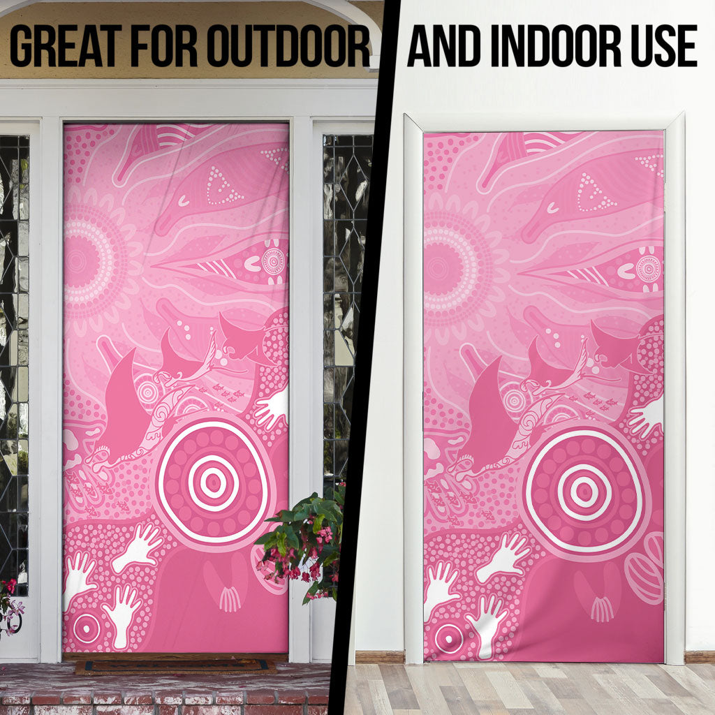 Australia Breast Cancer Support Door Cover Pink Ribbon Manta Ray Aboriginal Art