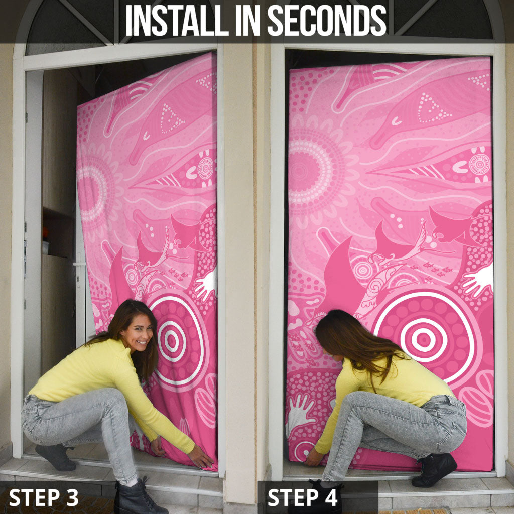 Australia Breast Cancer Support Door Cover Pink Ribbon Manta Ray Aboriginal Art