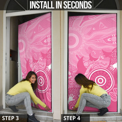 Australia Breast Cancer Support Door Cover Pink Ribbon Manta Ray Aboriginal Art