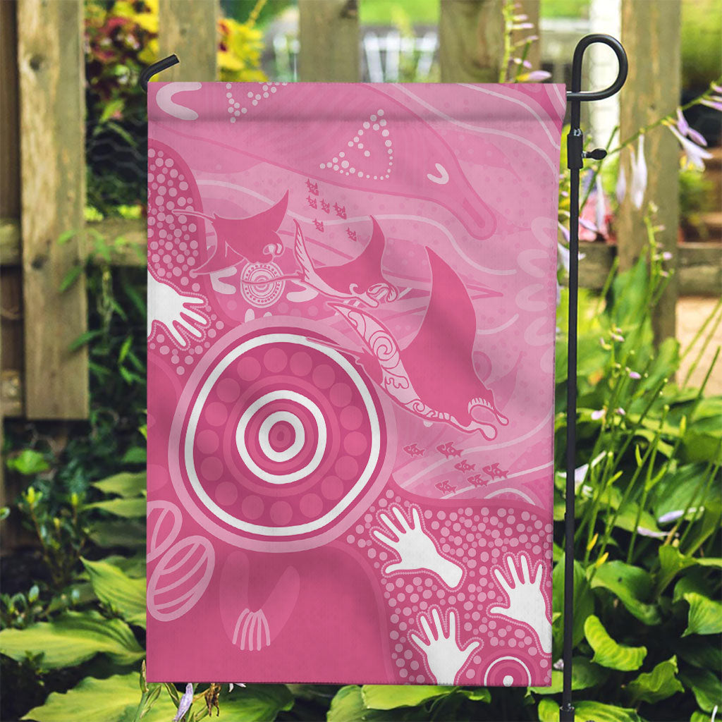 Australia Breast Cancer Support Garden Flag Pink Ribbon Manta Ray Aboriginal Art