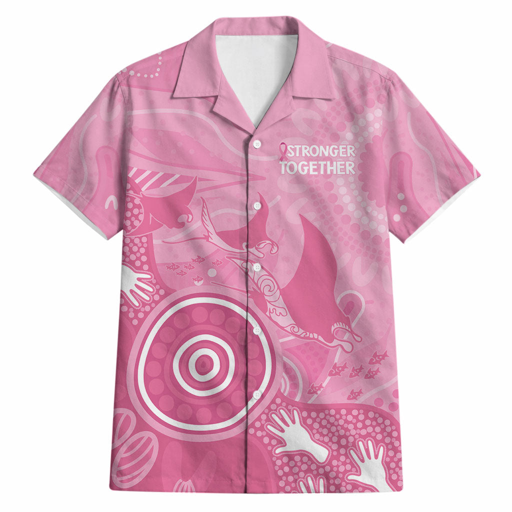 Australia Breast Cancer Support Hawaiian Shirt Pink Ribbon Manta Ray Aboriginal Art
