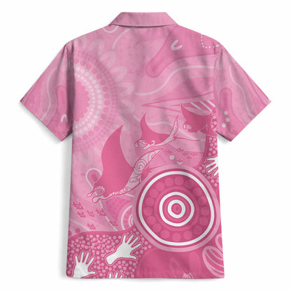 Australia Breast Cancer Support Hawaiian Shirt Pink Ribbon Manta Ray Aboriginal Art