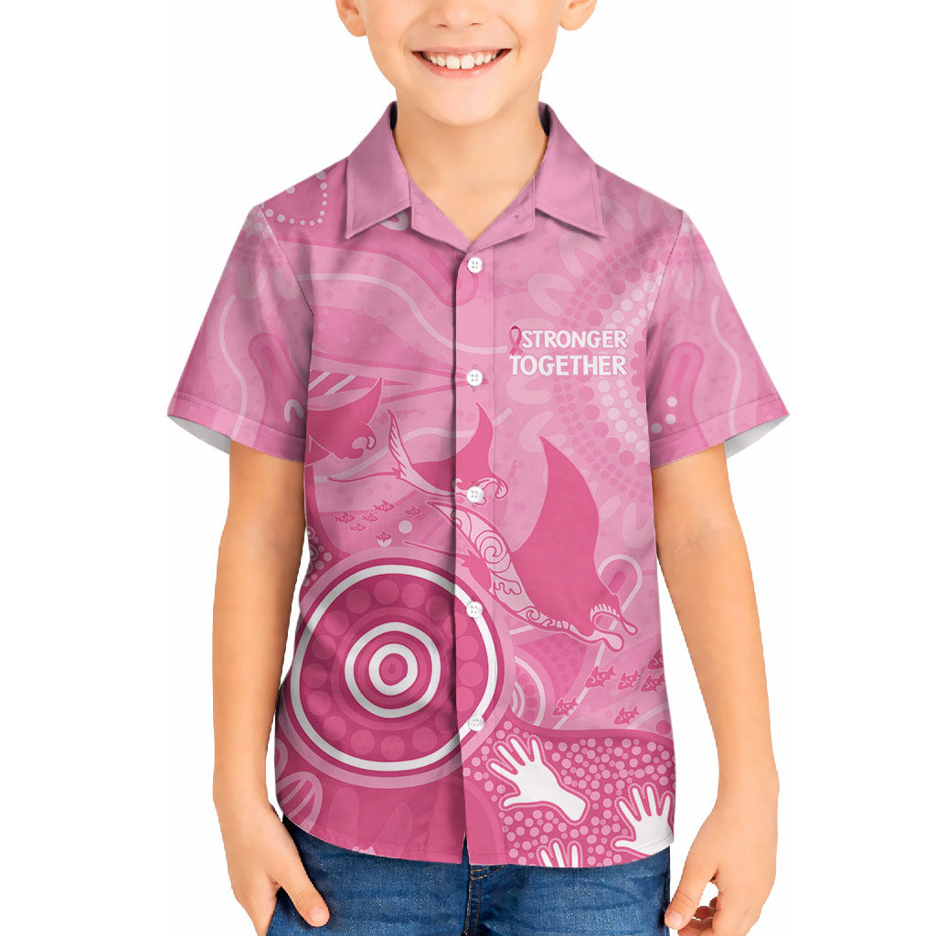 Australia Breast Cancer Support Hawaiian Shirt Pink Ribbon Manta Ray Aboriginal Art