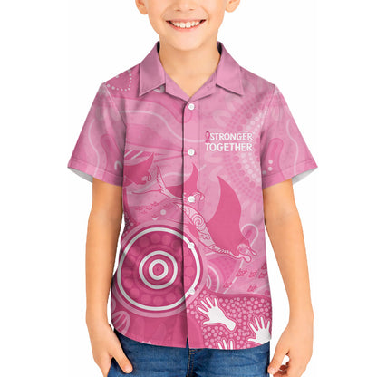Australia Breast Cancer Support Hawaiian Shirt Pink Ribbon Manta Ray Aboriginal Art